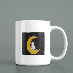CANECA - GATO NA LUA ENCANTADO COM AS ESTRELAS