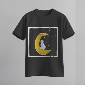 CAMISETA - GATO NA LUA ENCANTADO COM AS ESTRELAS