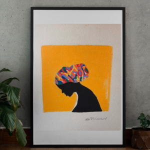 OBRA - MULHER NEGRA COM TURBANTE COLORIDO